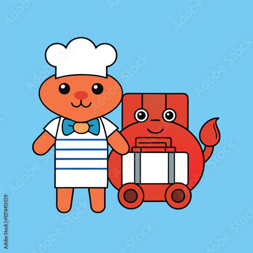 A cheerful chef wearing a crisp white apron, complete with a traditional chef hat, smiles warmly as they prepare a delicious dish, embodying passion and expertise in the kitchen.