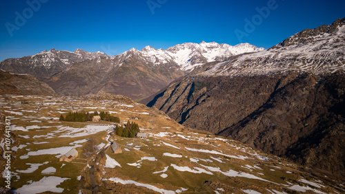 Sunset over the Pyrenees mountains near Gavarnie, High quality 4k footage photo