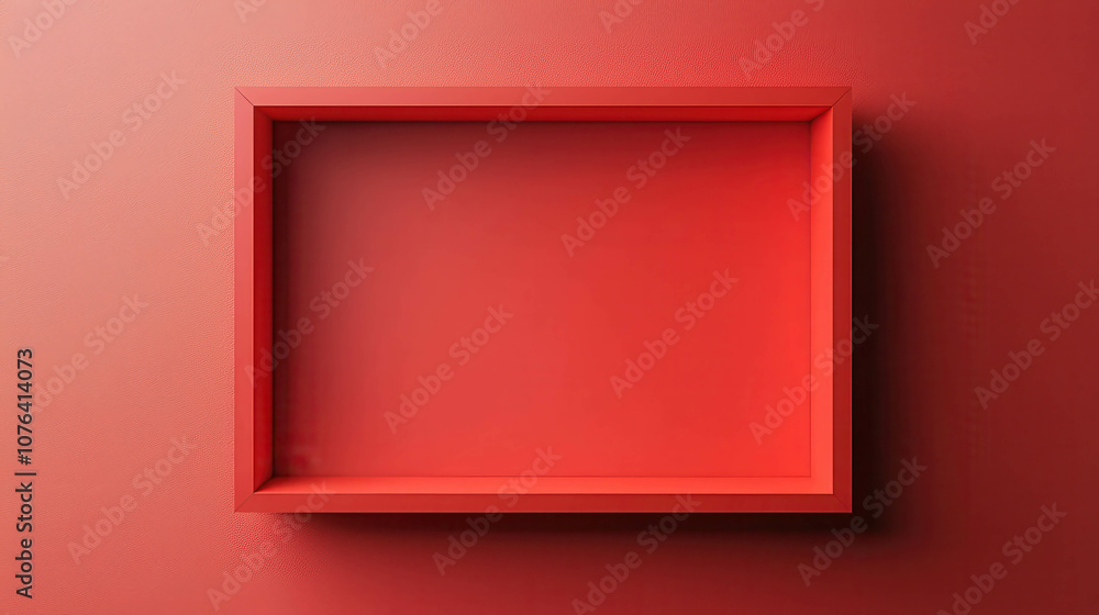 Minimalist 3D Design of a Rectangular Red Frame Against a Bold Red Background for Creative and Modern Artwork Displays Minimalist 3D Design of a Rectangular Red Frame Against a Bold Red Background for Creative and Modern Artwork Displays