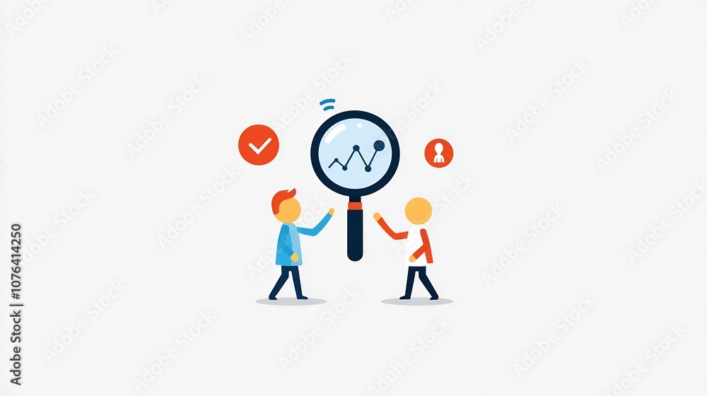 Collaborative team lifts magnifying glass revealing data graphs symbolizing teamwork and data driven strategy for business growth and development Collaborative team lifts magnifying glass revealing data graphs symbolizing teamwork and data driven strategy for business growth and development