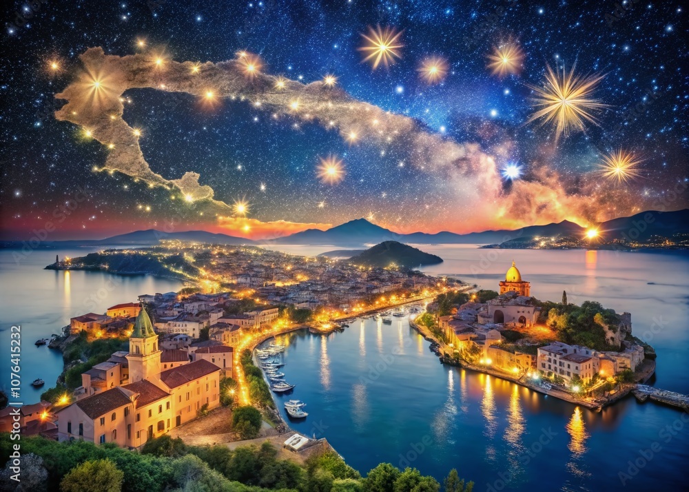 Captivating Night Photography of Italy's Country Map Illuminated by Stars and City Lights, Showcasing the Unique Geographic Features and Cultural Landmarks of Italy Captivating Night Photography of Italy's Country Map Illuminated by Stars and City Lights, Showcasing the Unique Geographic Features and Cultural Landmarks of Italy