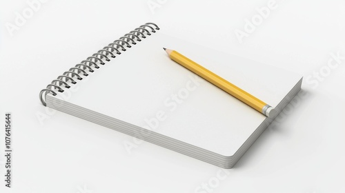 Drawing of a pencil holding a spiral notebook with a diary page or organizer pad