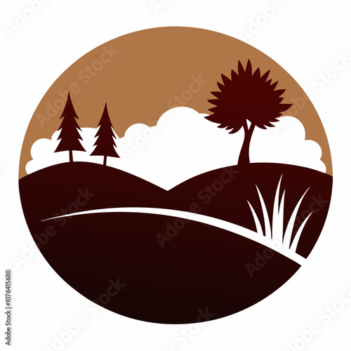 Prairie silhouette vector illustration on white background