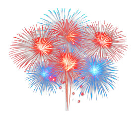Red and Blue Fireworks Depicting America Isolated on Transparent Background PNG
