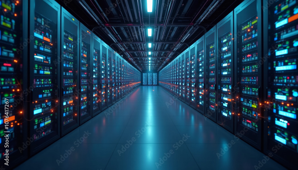 Massive Data Center - Futuristic Server Room Massive Data Center - Futuristic Server Room