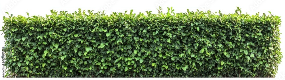 Lush Green Foliage Hedge Isolated Against a White Background Lush Green Foliage Hedge Isolated Against a White Background