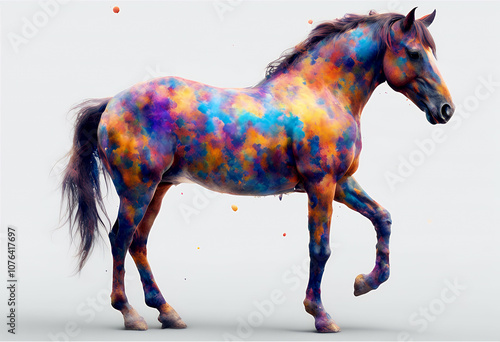 abstract olated horse colourful art artistic splash transparent paint vibrant equine made colorful creative animal photo