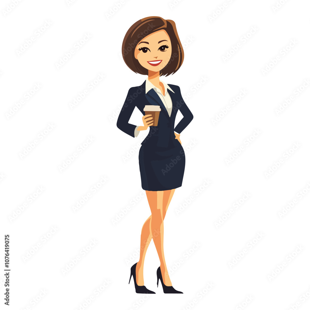 A business woman in professional attire holding coffee A business woman in professional attire holding coffee