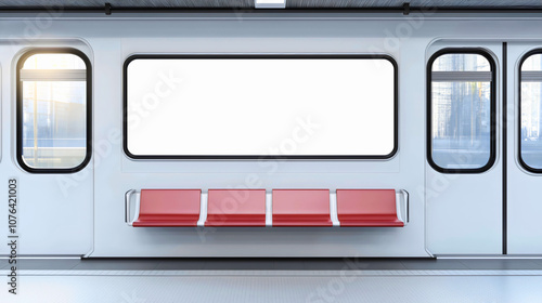 Urban train subway mockup, modern metro billboard advertising template, public transportation display station platform, digital advertisement transit, commercial passenger space