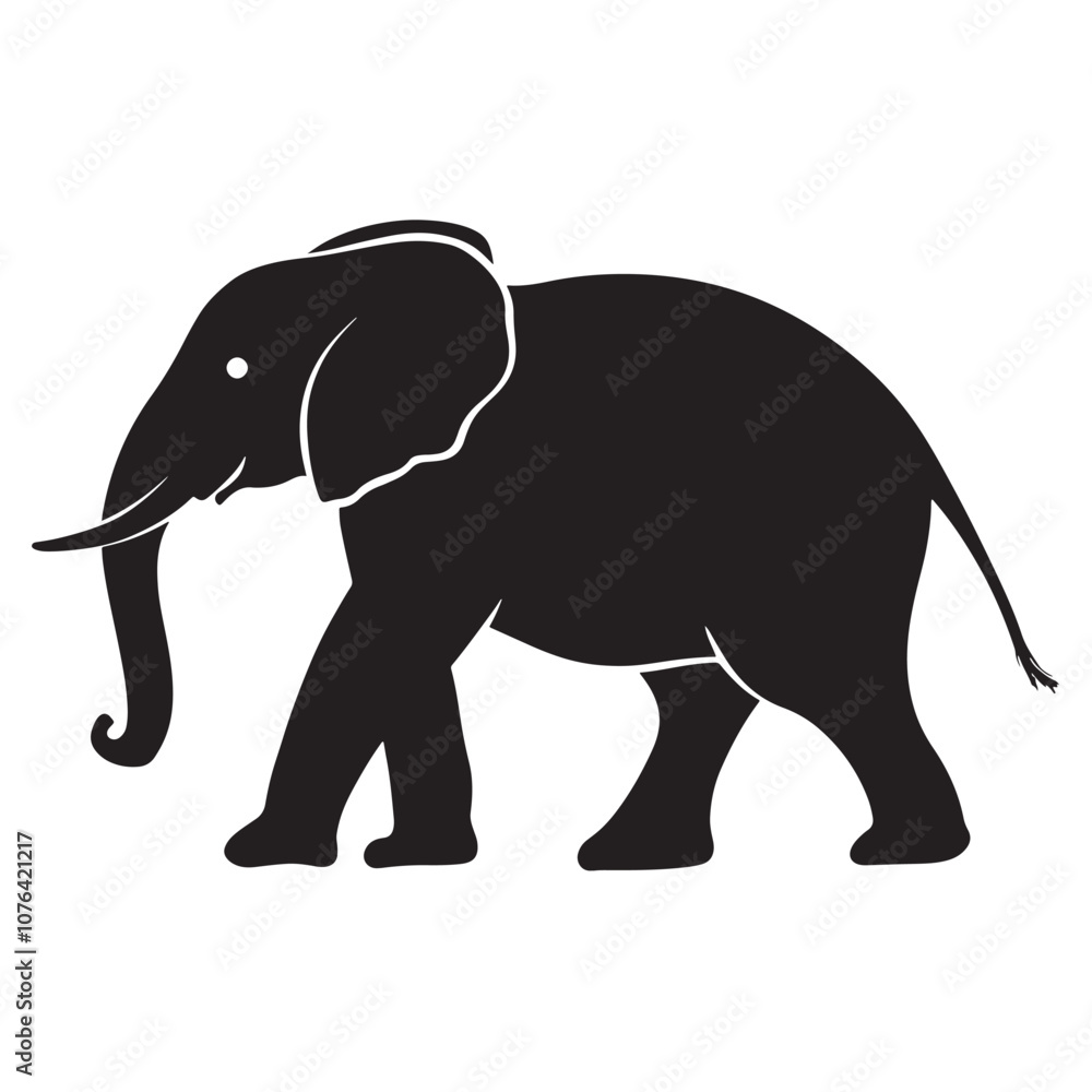 Obraz premium Silhouettes of African and Asian Elephants. Elephant Silhouettes for Wildlife and Nature Illustrations.