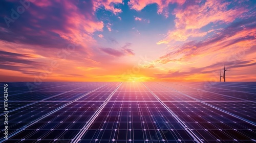 Solar Panels at Sunset