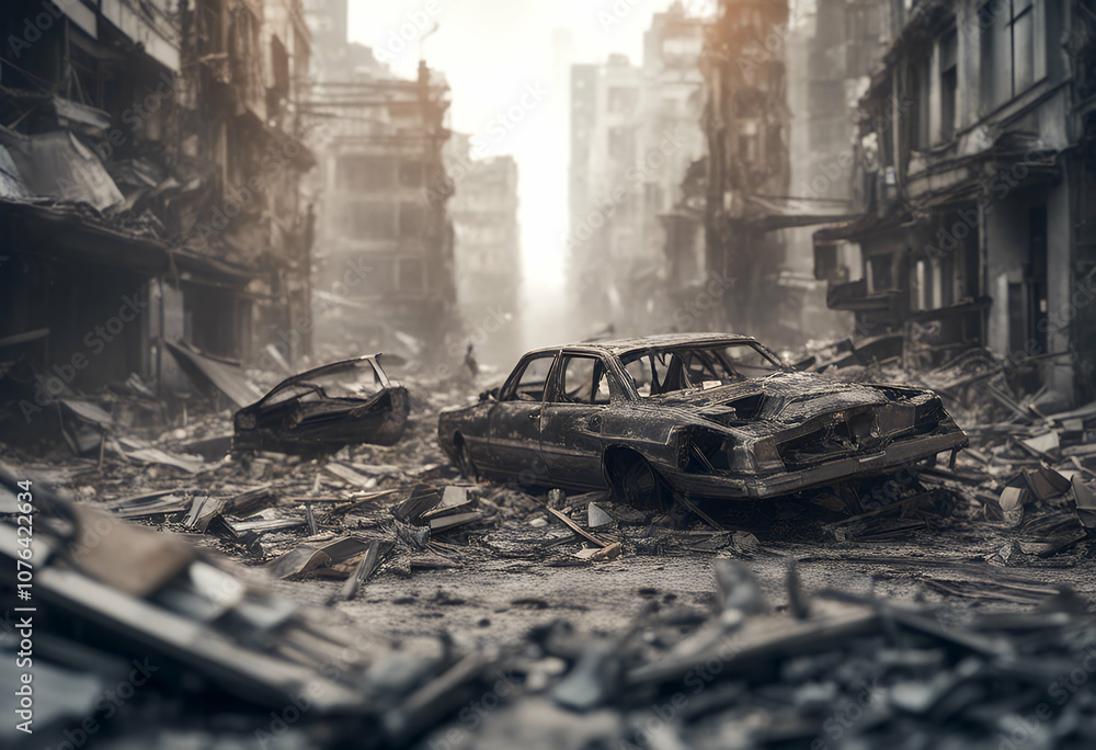 Obraz premium city scene buildings destruction