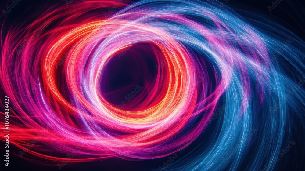 Obraz premium Abstract Swirling Light Trails in Red, Orange, Yellow, Blue and White