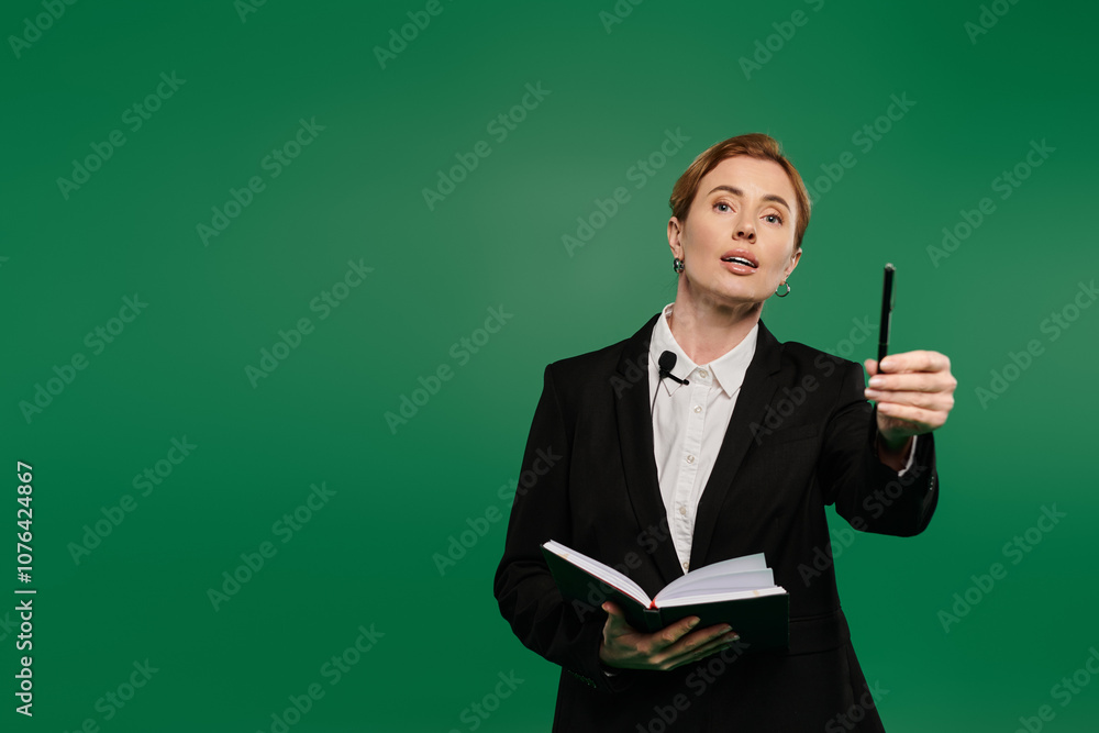 The TV presenter captivates her audience in stylish black attire while discussing important topics The TV presenter captivates her audience in stylish black attire while discussing important topics