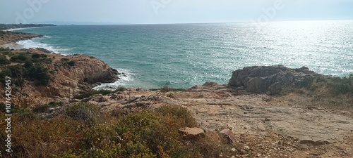 panoramic sea view from the rocky coast