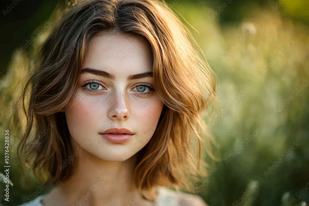 Portrait of Woman with Natural Beauty and Expression