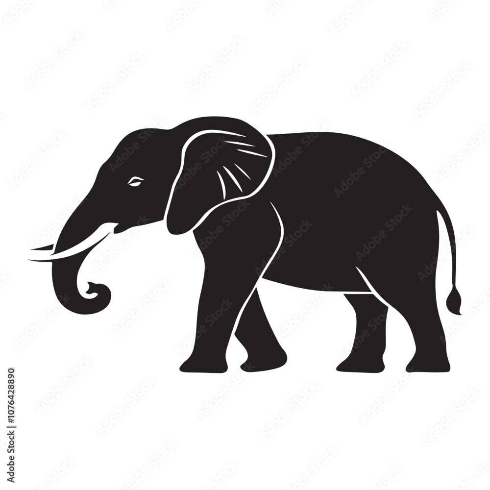 Silhouettes of African and Asian Elephants. Elephant Silhouettes for Wildlife and Nature Illustrations. Silhouettes of African and Asian Elephants. Elephant Silhouettes for Wildlife and Nature Illustrations.