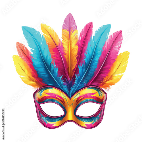 Vector carnival mask with colorful feathers