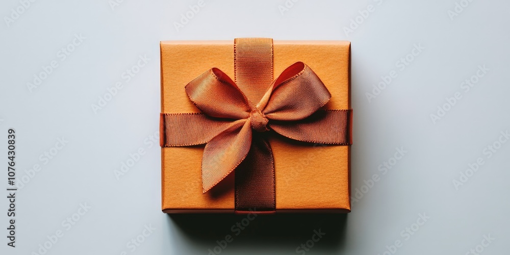 Orange gift box with ribbon isolated on white background Orange gift box with ribbon isolated on white background