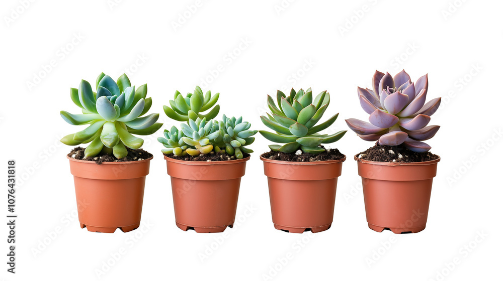 Set of potted succulent plants isolated on transparent background Set of potted succulent plants isolated on transparent background