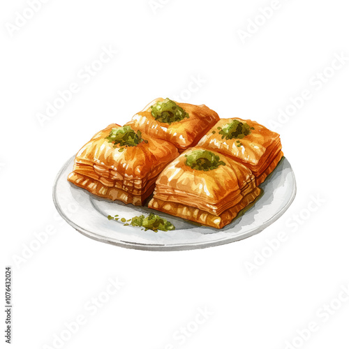 baklava vector illustration in watercolor style