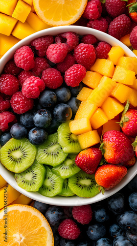 A vibrant smoothie bowl with fresh fruit and nuts, arranged beautifully for food influencers.


