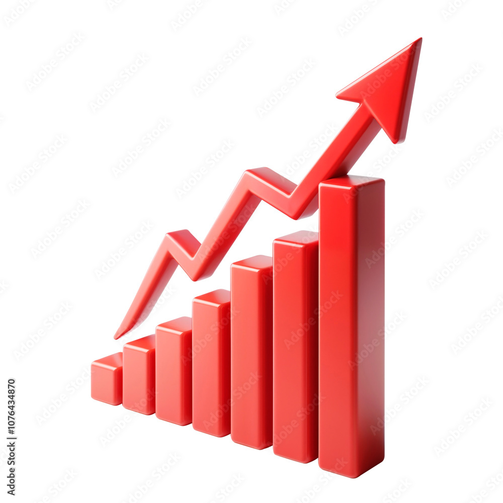 Growing bar chart with upward arrow cut out Growing bar chart with upward arrow cut out