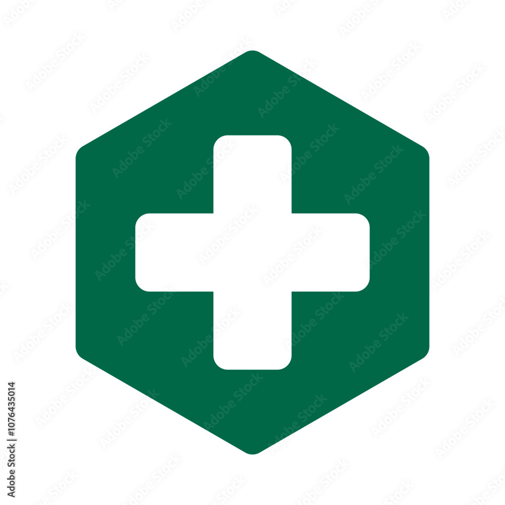 Round Corner White Cross Green Hexagon Round Corner White Cross Green Hexagon