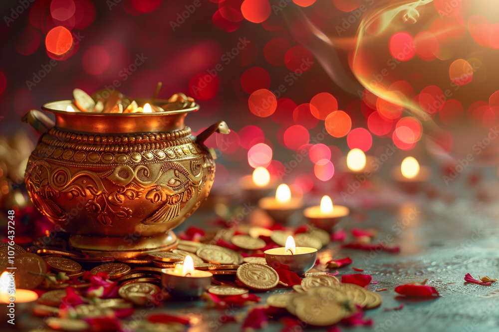 Beautiful greeting card with holiday composition for Akshaya Tritiya Beautiful greeting card with holiday composition for Akshaya Tritiya