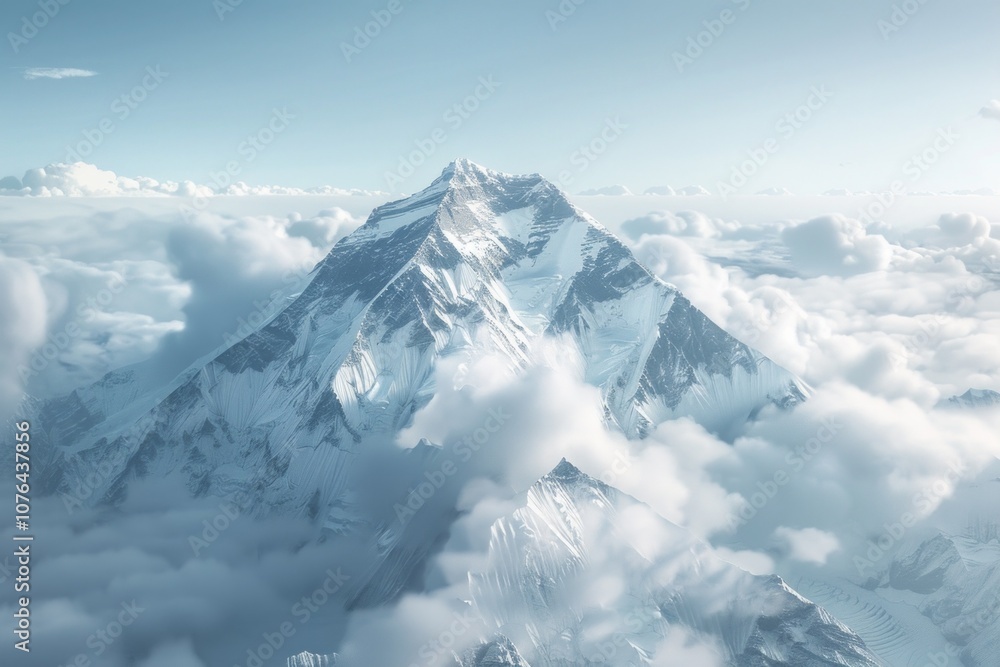 Snowy mountain peaks with blue sky. Neural network ai generated art Snowy mountain peaks with blue sky. Neural network ai generated art