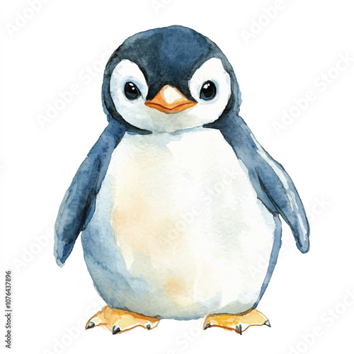 cute Penguin watercolor clipart illustration isolated
