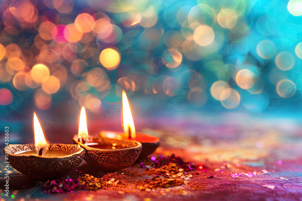 Beautiful greeting card with bright holiday composition for happy and celebrate Diwali Beautiful greeting card with bright holiday composition for happy and celebrate Diwali
