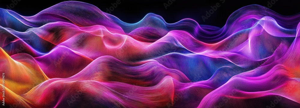 Fototapeta premium Abstract Neon Light Waves with Wavy Lines