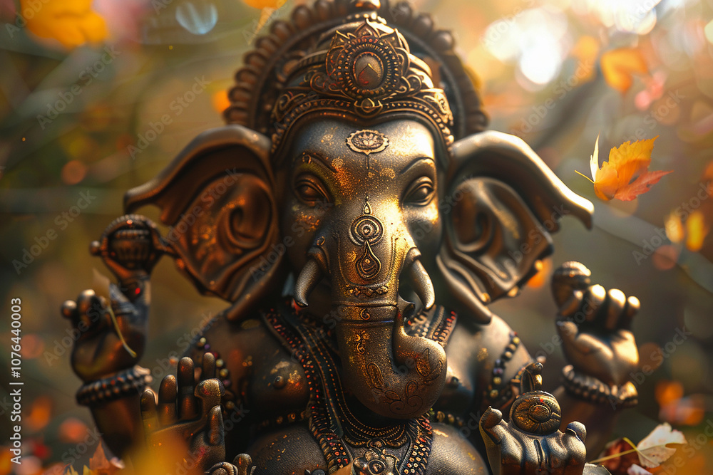 Obraz premium Greeting card with bright holiday composition for Ganesh Chaturthi