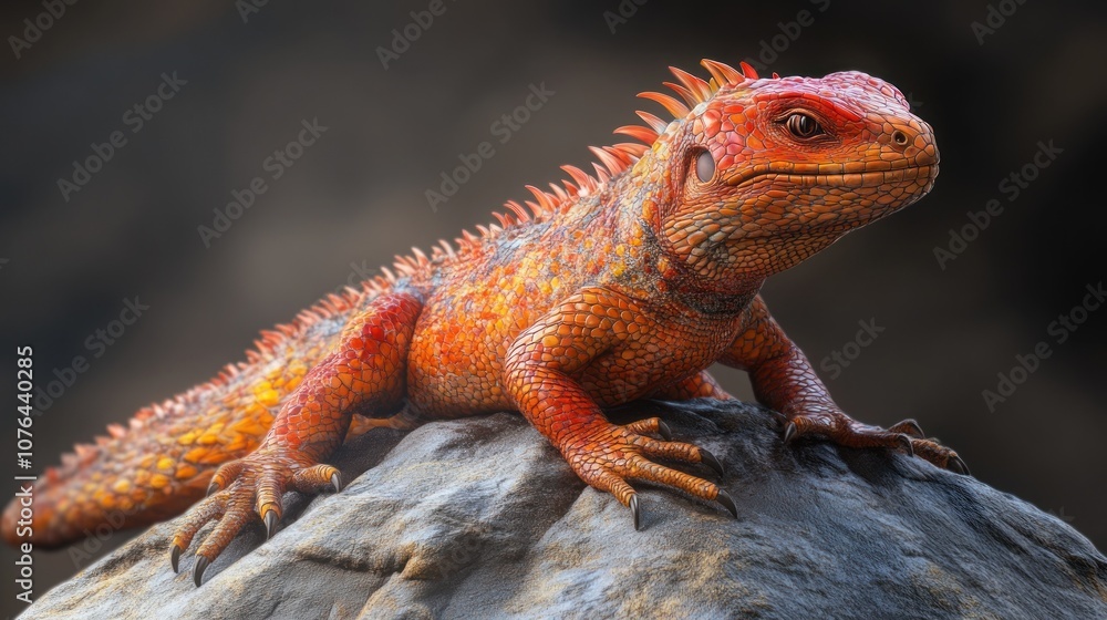 Close-up of a Vibrant Orange Lizard on a Gray Rock Close-up of a Vibrant Orange Lizard on a Gray Rock