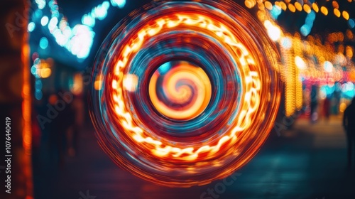 Abstract Circular Light Trails with a Swirling Center photo