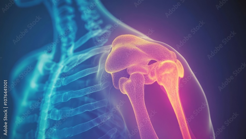 An x-ray of the shoulder joint can be used to diagnose medical conditions by revealing bone and tendon damage. An x-ray of the shoulder joint can be used to diagnose medical conditions by revealing bone and tendon damage.