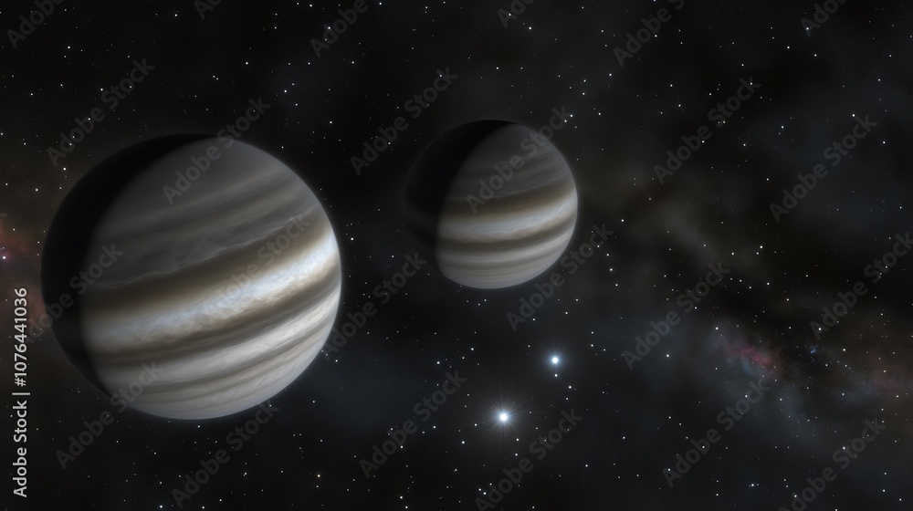 Two Gas Giants in a Starry Night Sky Two Gas Giants in a Starry Night Sky