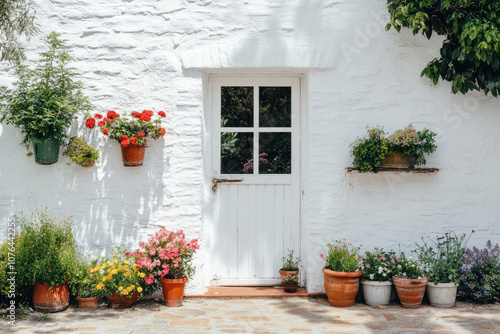 White Greenhouse with Cobbled Red Brick and Narrow Frame for Compact Spaces