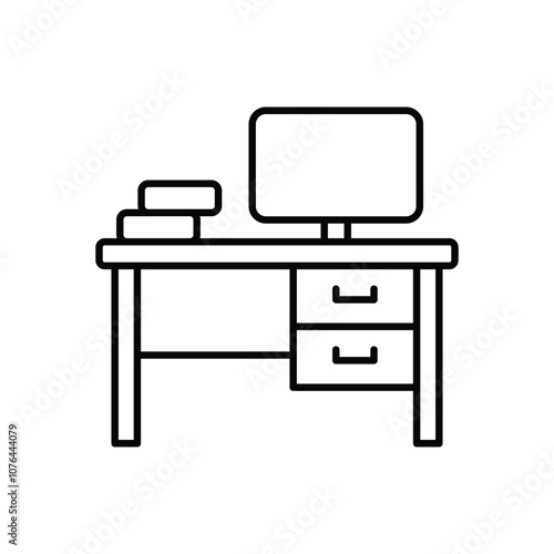 Office Desk vector icon stock illustration