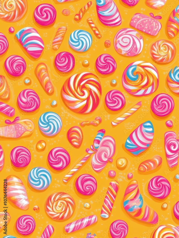 Pattern of colorful lollipops candies and sweets Illustration Pattern of colorful lollipops candies and sweets Illustration