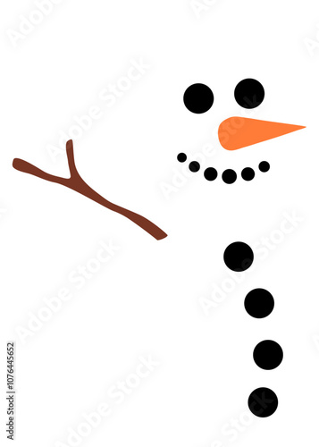 Logo snowman. Banner con muñeco de nieve con brazo de madera y nariz de zanahoria