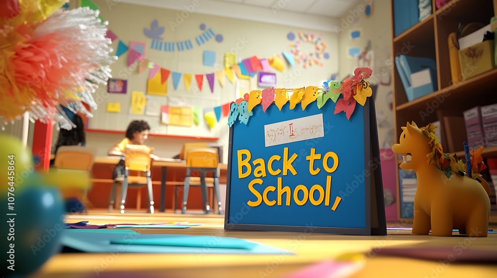 classroom with bright decorations and a sign saying classroom with bright decorations and a sign saying