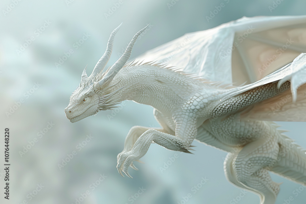 Obraz premium Fantastically mythological dragon with big wide wings