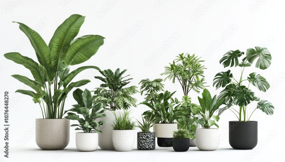 Collection of Lush Greenery in Stylish Pots Collection of Lush Greenery in Stylish Pots