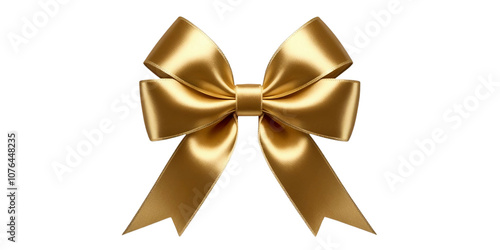 Gold bow is on a transparent background. Decorative festive gold bowisolated for Christmas and New Year and birthday decoration 2 photo