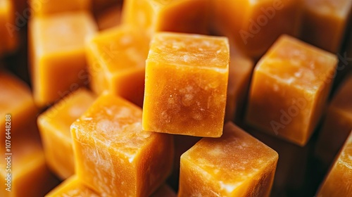 Close-Up of Textured Orange Candy Cubes