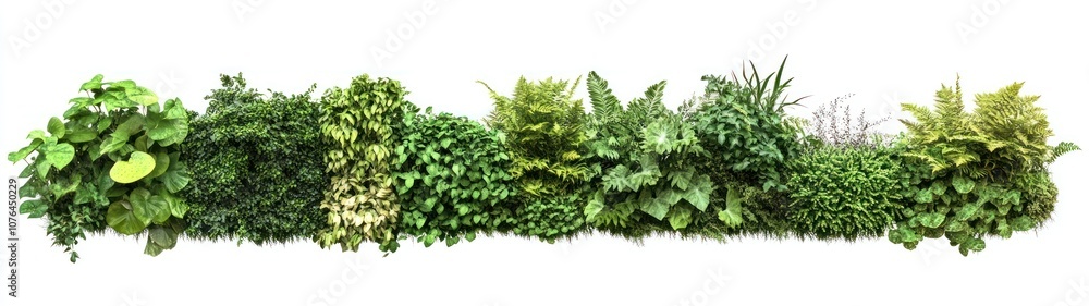 Lush Green Foliage Border with Variety of Plants Lush Green Foliage Border with Variety of Plants