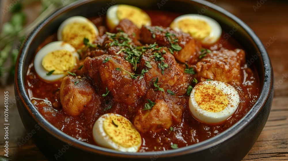 Delicious Chicken Curry with Boiled Eggs and Spices Delicious Chicken Curry with Boiled Eggs and Spices