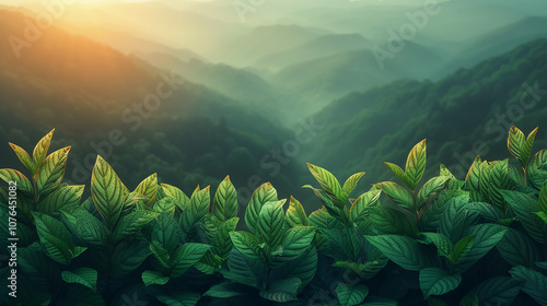 Scenic Sunrise Over Lush Green Mountain Landscape